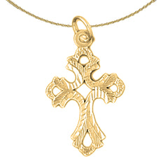 14K or 18K Gold Budded Cross Pendant