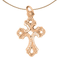 14K or 18K Gold Budded Cross Pendant