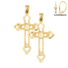 14K or 18K Gold Budded Cross Earrings