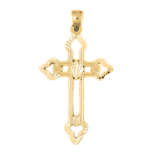 14K or 18K Gold Budded Cross Pendant