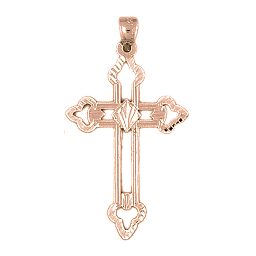 14K or 18K Gold Budded Cross Pendant