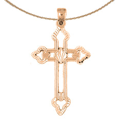 14K or 18K Gold Budded Cross Pendant