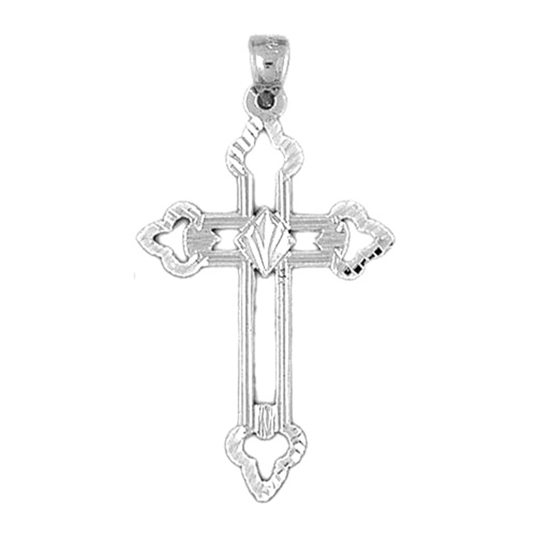 14K or 18K Gold Budded Cross Pendant