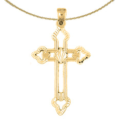 14K or 18K Gold Budded Cross Pendant