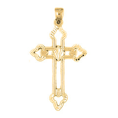 14K or 18K Gold Budded Cross Pendant