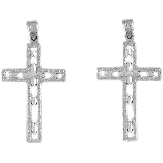 14K or 18K Gold 39mm Latin Cross Earrings