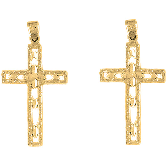 14K or 18K Gold 39mm Latin Cross Earrings