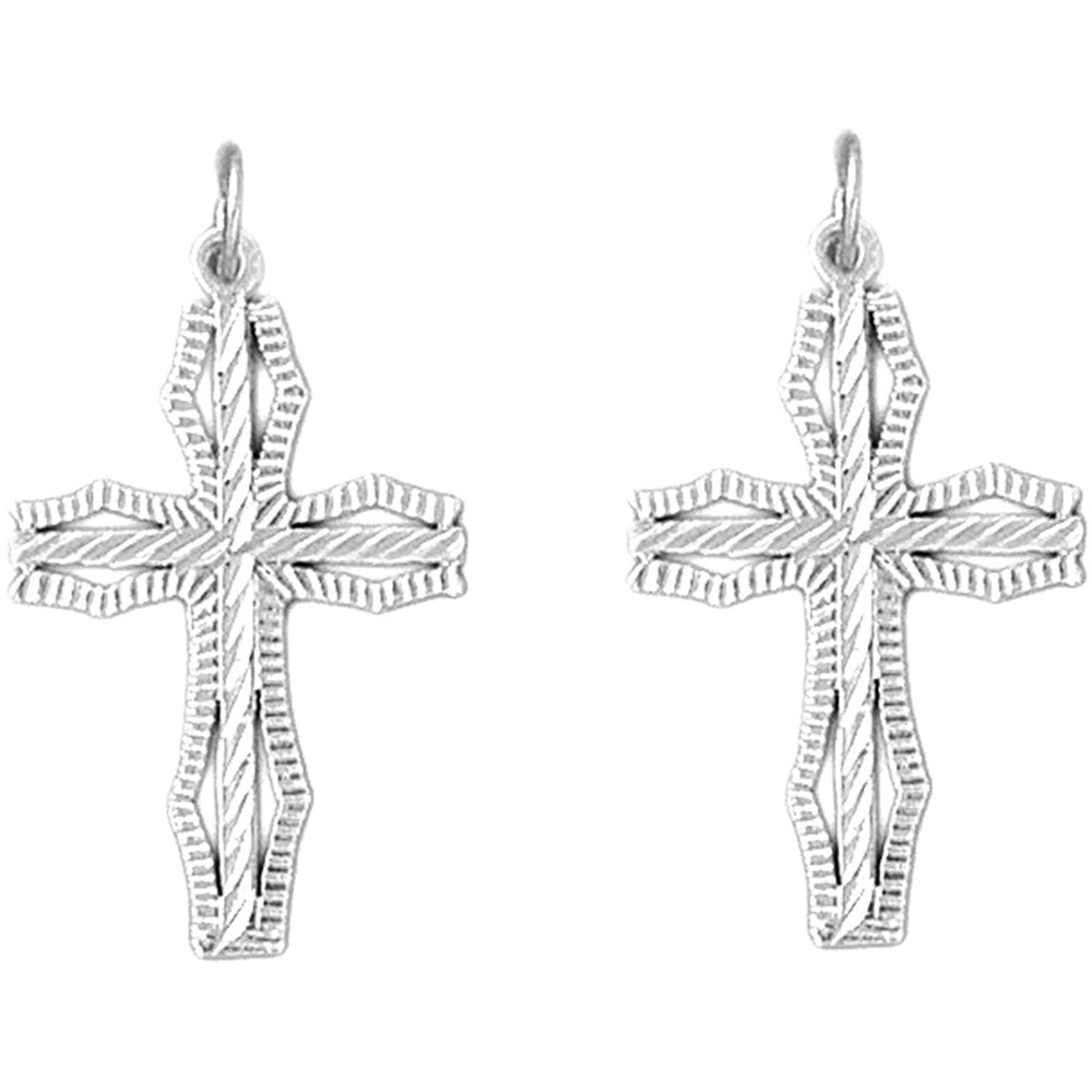 14K or 18K Gold 33mm Cross Earrings