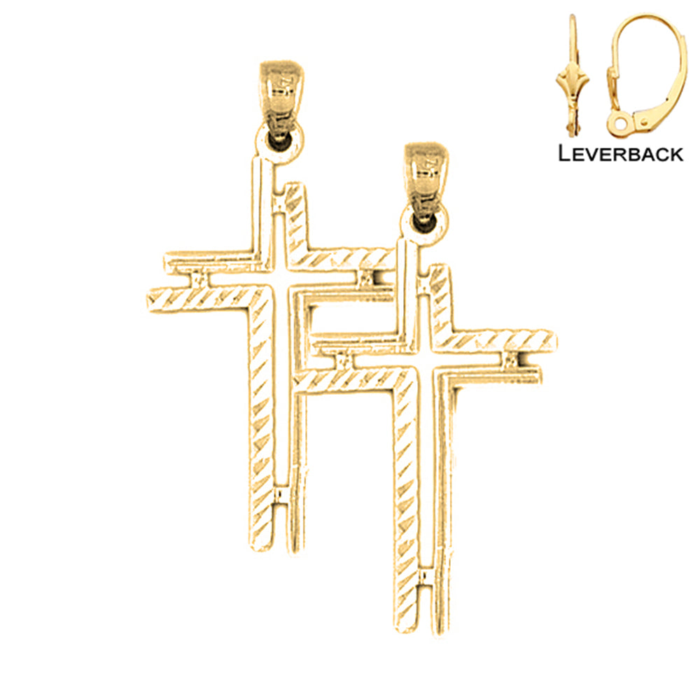 14K or 18K Gold Cross Earrings