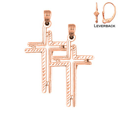 14K or 18K Gold Cross Earrings