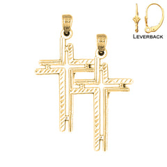 14K oder 18K Gold Kreuz Ohrringe