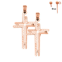 14K or 18K Gold Cross Earrings