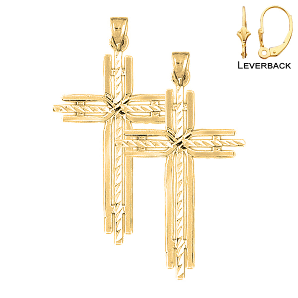 14K oder 18K Gold Kreuz Ohrringe