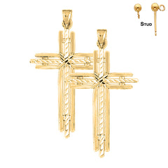 Sterling Silver 45mm Cross Earrings (White or Yellow Gold Plated)