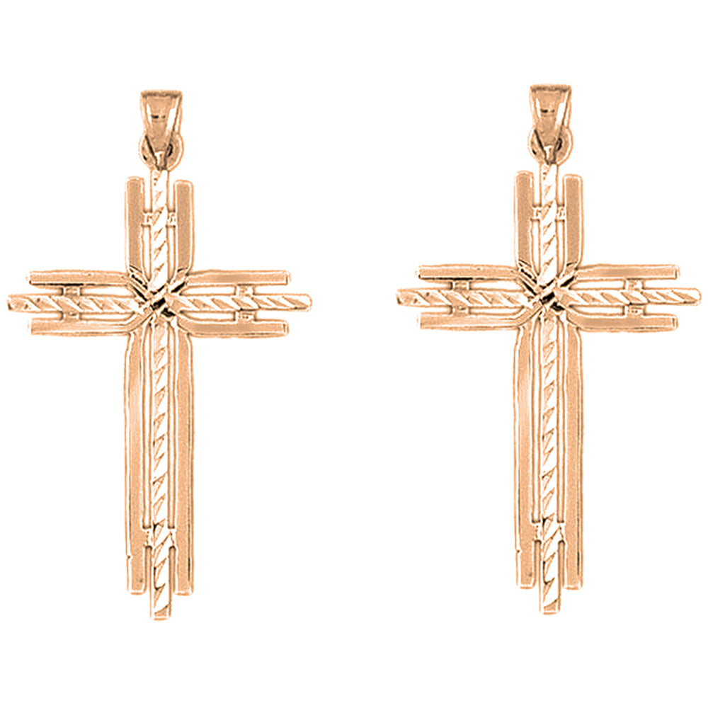 14K or 18K Gold 45mm Cross Earrings