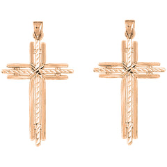 14K or 18K Gold 45mm Cross Earrings