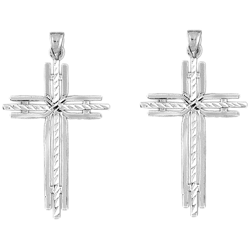 14K or 18K Gold 45mm Cross Earrings