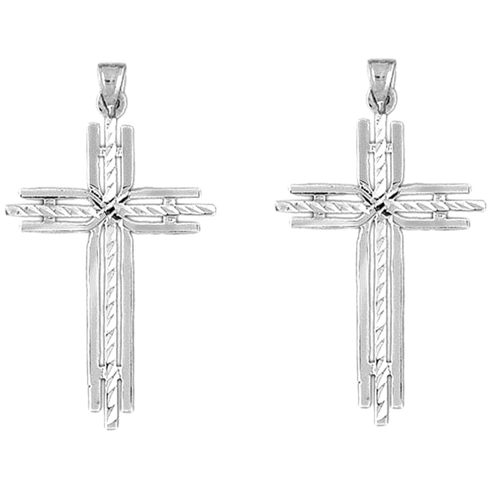 Sterling Silver 45mm Cross Earrings
