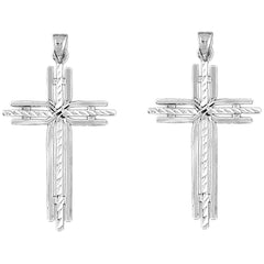 Sterling Silver 45mm Cross Earrings