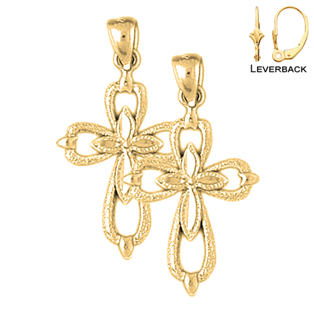 14K or 18K Gold Passion Cross Earrings