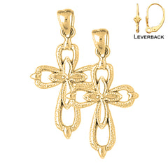 Sterling Silver 30mm Passion Cross Earrings (White or Yellow Gold Plated)