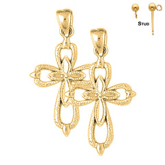 Sterling Silver 30mm Passion Cross Earrings (White or Yellow Gold Plated)