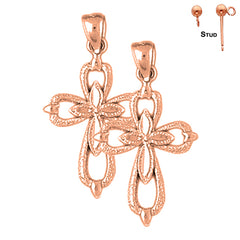 14K or 18K Gold Passion Cross Earrings