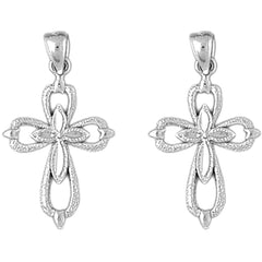 Sterling Silver 30mm Passion Cross Earrings