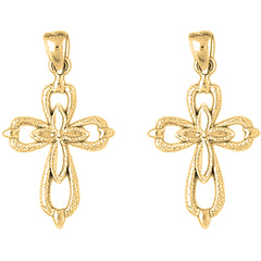 14K or 18K Gold 30mm Passion Cross Earrings