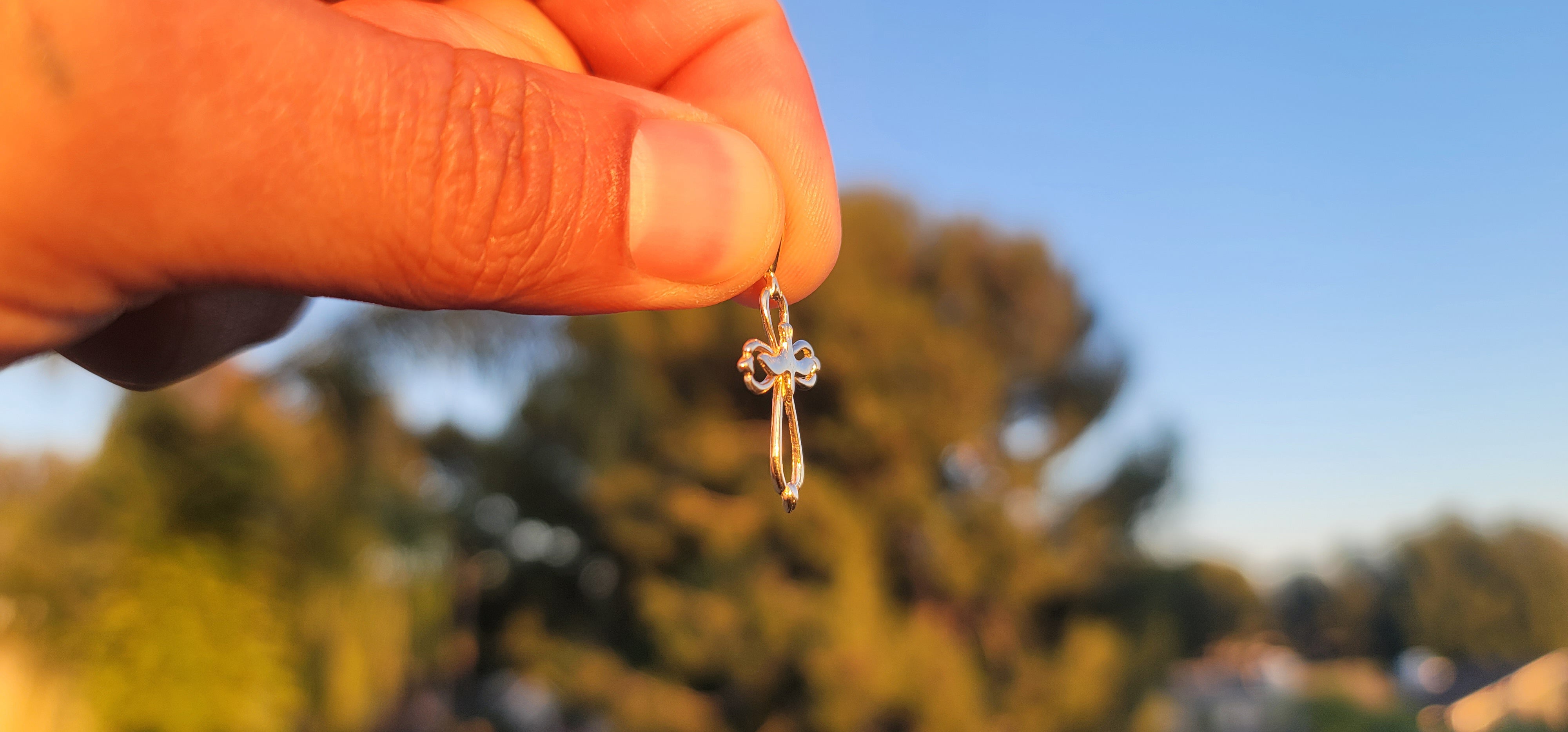 14K or 18K Gold Dove and Cross Pendant