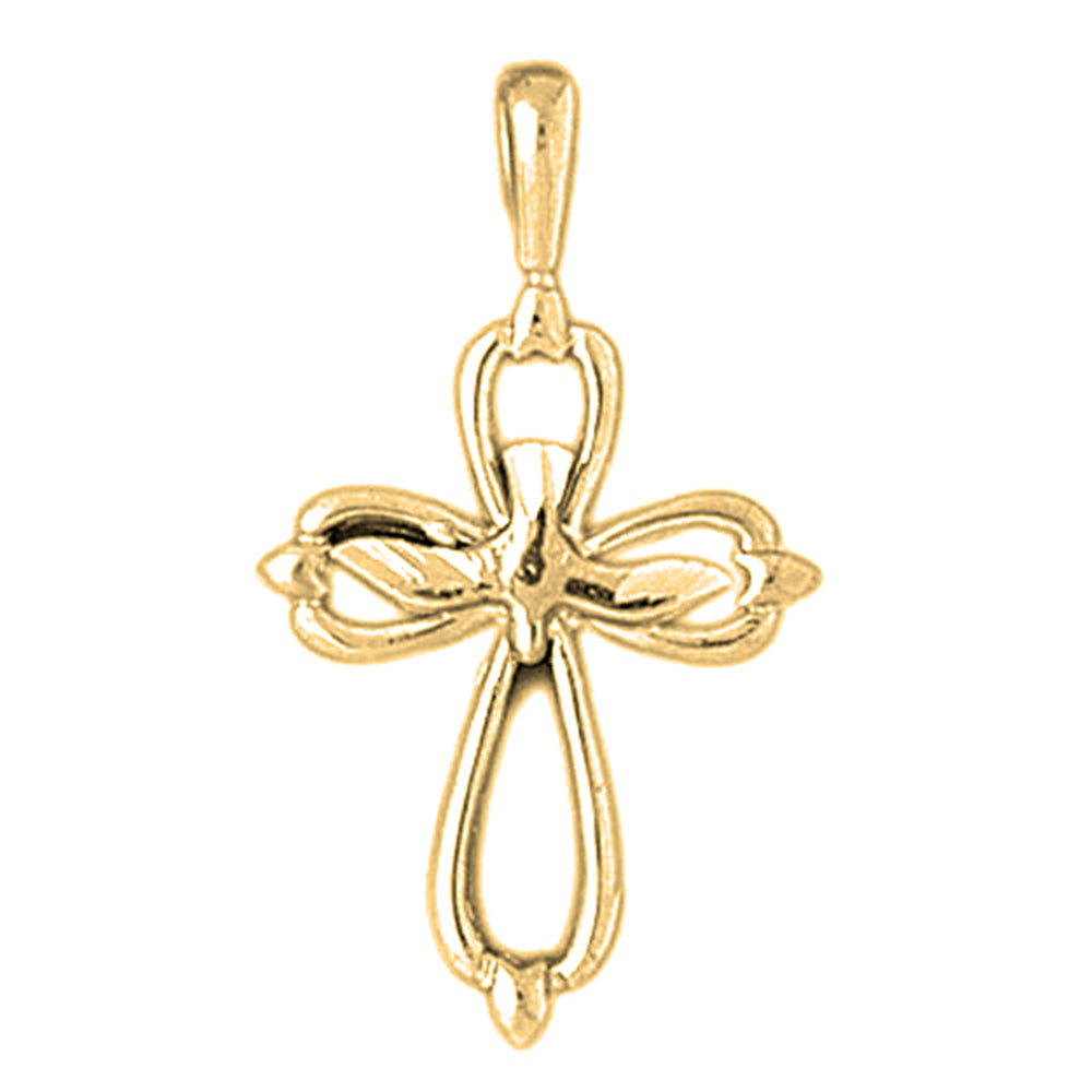 14K or 18K Gold Dove and Cross Pendant