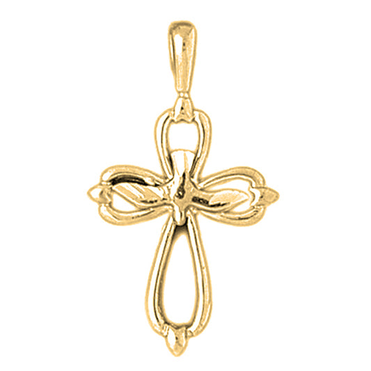 14K or 18K Gold Dove and Cross Pendant