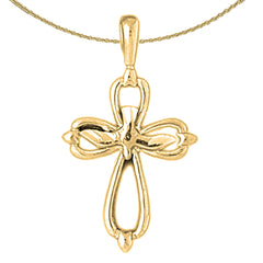 14K or 18K Gold Dove and Cross Pendant