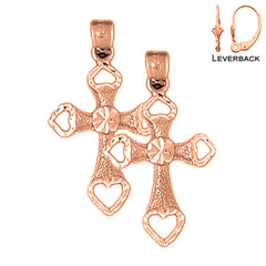 Pendientes Cruz Corazón Oro 14K o 18K