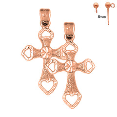 Pendientes Cruz Corazón Oro 14K o 18K