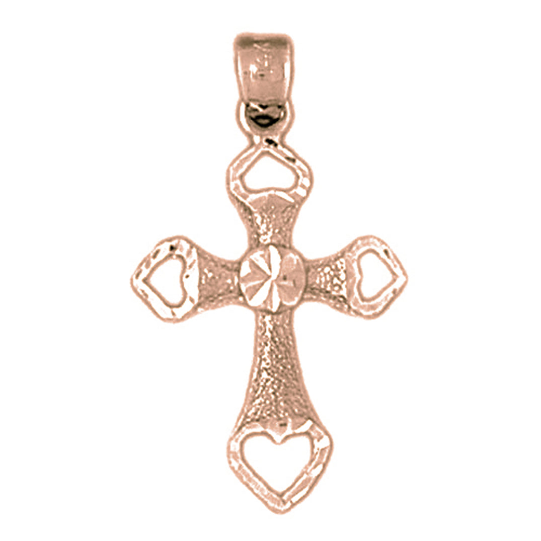 14K or 18K Gold Heart Cross Pendant