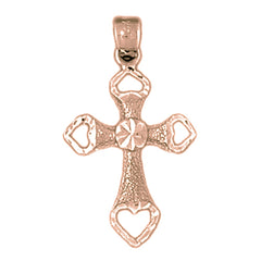 14K or 18K Gold Heart Cross Pendant