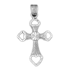 14K or 18K Gold Heart Cross Pendant