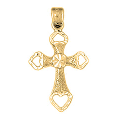 14K or 18K Gold Heart Cross Pendant