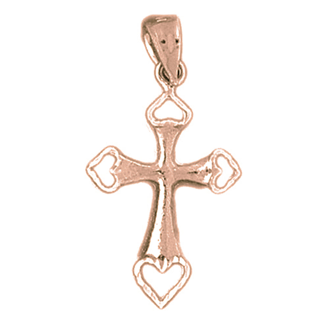 14K or 18K Gold Heart Cross Pendant