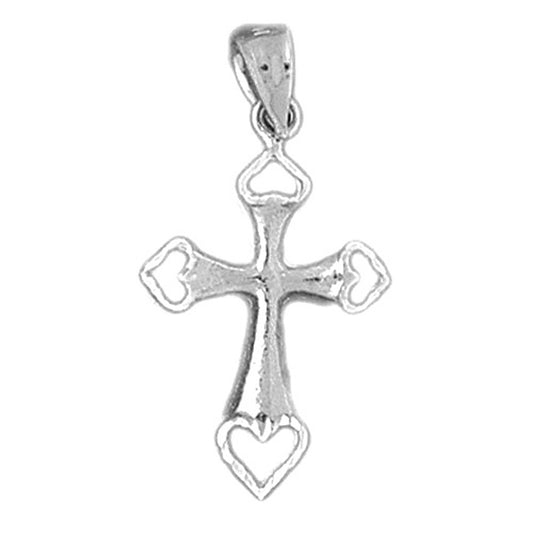 14K or 18K Gold Heart Cross Pendant