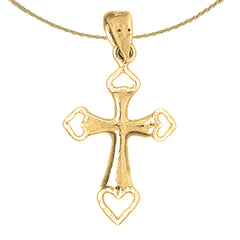 14K or 18K Gold Heart Cross Pendant