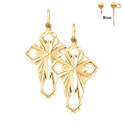 Sterling Silver 26mm Passion Cross Earrings (White or Yellow Gold Plated)