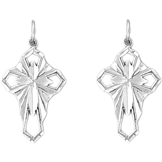 Sterling Silver 26mm Passion Cross Earrings