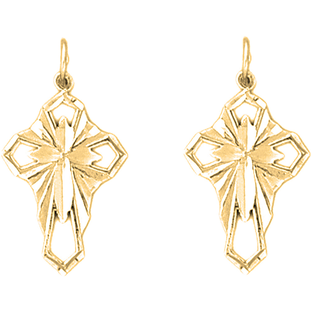 14K or 18K Gold 26mm Passion Cross Earrings