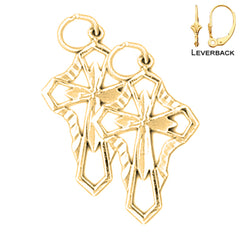 Sterling Silver 24mm Passion Cross Earrings (White or Yellow Gold Plated)