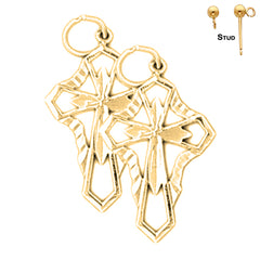 Sterling Silver 24mm Passion Cross Earrings (White or Yellow Gold Plated)