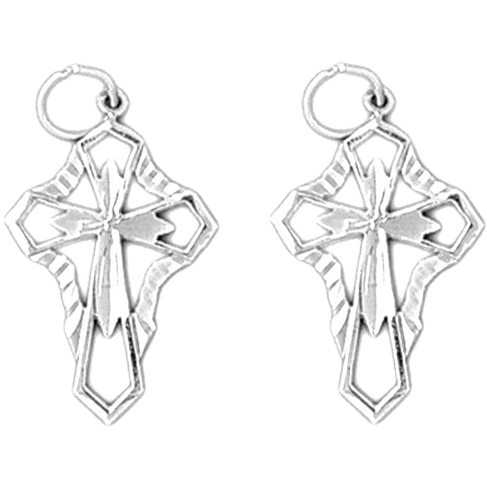 14K or 18K Gold 24mm Passion Cross Earrings