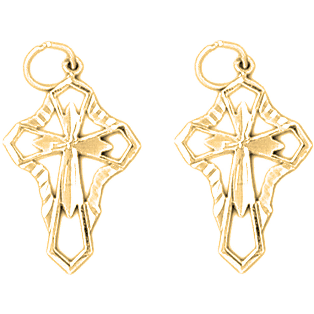 14K or 18K Gold 24mm Passion Cross Earrings