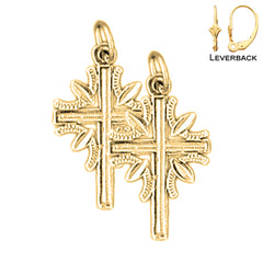 Sterling Silver 24mm Latin Cross Earrings (White or Yellow Gold Plated)